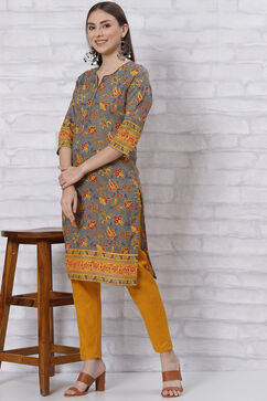 Grey Straight Kurta image number 5